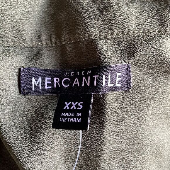 J. Crew Mercantile Green Button Down Tie Up Short Sleeve Shirt (NWT) - Picture 6 of 11